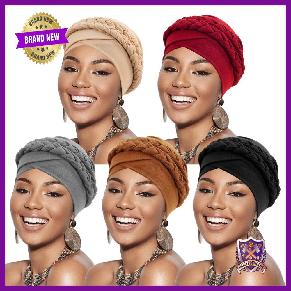 PreTied Twisted Turban Headwrap  Polyester Spandex  One Size Fits Most